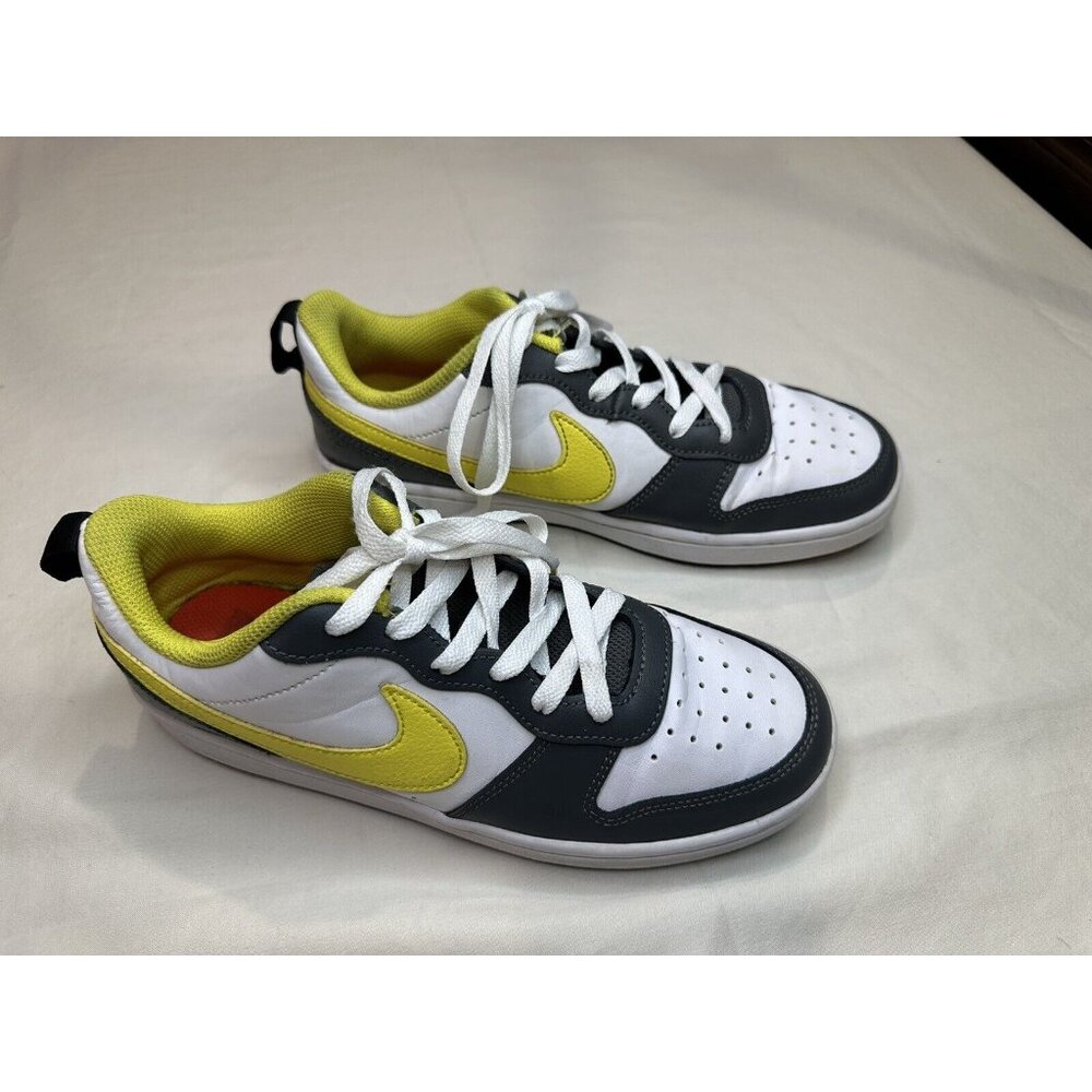 Nike Court Borough Low 2 Gray White and Yellow Smiley (GS) DO6688-100 Size 5.5YU - Picture 3 of 8